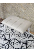 Metal Beyaz Tel Ayaklı 60 cm Puf Bench - Puf - Bench - Oturak - Mutfak Oturağı - Antre Oturağı Krem Renk 60 x 40 Boyut/Ebat thumbnail 4