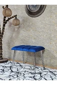 Metal Krom Tel Ayaklı 60 cm Puf Bench - Puf - Bench - Oturak - Mutfak Oturağı - Antre Oturağı Mavi Renk 60 x 40 Boyut/Ebat - 1