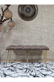 Metal Gold Tel Ayaklı 100 cm Puf Bench - Puf - Bench - Oturak - Mutfak Oturağı - Antre Oturağı Kahverengi Renk 100 x 40 Boyut/Ebat thumbnail 2