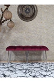 Metal Krom Tel Ayaklı 100 cm Puf Bench - Puf - Bench - Oturak - Mutfak Oturağı - Antre Oturağı Bordo Renk 100 x 40 Boyut/Ebat thumbnail 2