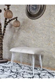 Metal Beyaz Tel Ayaklı 60 cm Puf Bench - Puf - Bench - Oturak - Mutfak Oturağı - Antre Oturağı Krem Renk 60 x 40 Boyut/Ebat thumbnail 1