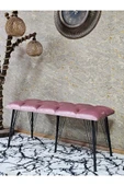 Metal Siyah Tel Ayaklı 100 cm Puf Bench - Puf - Bench - Oturak - Mutfak Oturağı - Antre Oturağı Pembe Renk 100 x 40 Boyut/Ebat thumbnail 1