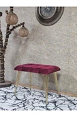 Metal Gold Tel Ayaklı 60 cm Puf Bench - Puf - Bench - Oturak - Mutfak Oturağı - Antre Oturağı Bordo Renk 60 x 40 Boyut/Ebat thumbnail 1