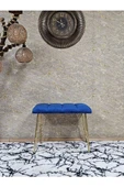 Metal Gold Tel Ayaklı 60 cm Puf Bench - Puf - Bench - Oturak - Mutfak Oturağı - Antre Oturağı Mavi Renk 60 x 40 Boyut/Ebat - 2