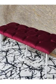 Metal Beyaz Tel Ayaklı 100 cm Puf Bench - Puf - Bench - Oturak - Mutfak Oturağı - Antre Oturağı Bordo Renk 100 x 40 Boyut/Ebat thumbnail 4