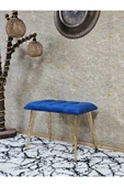 Metal Gold Tel Ayaklı 60 cm Puf Bench - Puf - Bench - Oturak - Mutfak Oturağı - Antre Oturağı Mavi Renk 60 x 40 Boyut/Ebat - 1