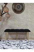 Metal Gold Tel Ayaklı 100 cm Puf Bench - Puf - Bench - Oturak - Mutfak Oturağı - Antre Oturağı Siyah Renk 100 x 40 Boyut/Ebat thumbnail 2