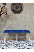 Metal Beyaz Tel Ayaklı 100 cm Puf Bench - Puf - Bench - Oturak - Mutfak Oturağı - Antre Oturağı Mavi Renk 100 x 40 Boyut/Ebat thumbnail 2