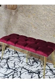 Metal Gold Tel Ayaklı 100 cm Puf Bench - Puf - Bench - Oturak - Mutfak Oturağı - Antre Oturağı Bordo Renk 100 x 40 Boyut/Ebat thumbnail 4