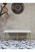 Metal Gold Tel Ayaklı 100 cm Puf Bench - Puf - Bench - Oturak - Mutfak Oturağı - Antre Oturağı Krem Renk 100 x 40 Boyut/Ebat - 2