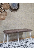 Metal Beyaz Tel Ayaklı 100 cm Puf Bench - Puf - Bench - Oturak - Mutfak Oturağı - Antre Oturağı Kahverengi Renk 100 x 40 Boyut/Ebat thumbnail 3