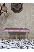 Metal Gold Tel Ayaklı 100 cm Puf Bench - Puf - Bench - Oturak - Mutfak Oturağı - Antre Oturağı Pembe Renk 100 x 40 Boyut/Ebat thumbnail 2