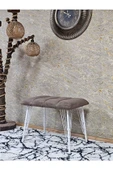 Metal Beyaz Tel Ayaklı 60 cm Puf Bench - Puf - Bench - Oturak - Mutfak Oturağı - Antre Oturağı Kahverengi Renk 60 x 40 Boyut/Ebat thumbnail 1