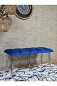 Metal Krom Tel Ayaklı 100 cm Puf Bench - Puf - Bench - Oturak - Mutfak Oturağı - Antre Oturağı Mavi Renk 100 x 40 Boyut/Ebat thumbnail 3