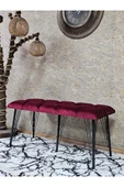Metal Siyah Tel Ayaklı 100 cm Puf Bench - Puf - Bench - Oturak - Mutfak Oturağı - Antre Oturağı Bordo Renk 100 x 40 Boyut/Ebat thumbnail 1