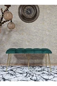 Metal Gold Tel Ayaklı 100 cm Puf Bench - Puf - Bench - Oturak - Mutfak Oturağı - Antre Oturağı Yeşil Renk 100 x 40 Boyut/Ebat thumbnail 2