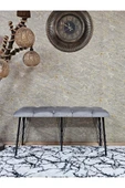 Metal Siyah Tel Ayaklı 100 cm Puf Bench - Puf - Bench - Oturak - Mutfak Oturağı - Antre Oturağı Gri Renk 100 x 40 Boyut/Ebat thumbnail 2