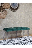 Metal Krom Tel Ayaklı 100 cm Puf Bench - Puf - Bench - Oturak - Mutfak Oturağı - Antre Oturağı Yeşil Renk 100 x 40 Boyut/Ebat thumbnail 3