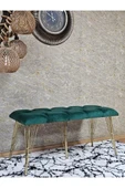 Metal Gold Tel Ayaklı 100 cm Puf Bench - Puf - Bench - Oturak - Mutfak Oturağı - Antre Oturağı Yeşil Renk 100 x 40 Boyut/Ebat thumbnail 3