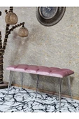 Metal Krom Tel Ayaklı 100 cm Puf Bench - Puf - Bench - Oturak - Mutfak Oturağı - Antre Oturağı Pembe Renk 100 x 40 Boyut/Ebat - 1