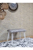 Metal Beyaz Tel Ayaklı 60 cm Puf Bench - Puf - Bench - Oturak - Mutfak Oturağı - Antre Oturağı Gri Renk 60 x 40 Boyut/Ebat thumbnail 3