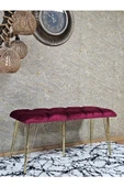 Metal Gold Tel Ayaklı 100 cm Puf Bench - Puf - Bench - Oturak - Mutfak Oturağı - Antre Oturağı Bordo Renk 100 x 40 Boyut/Ebat thumbnail 3