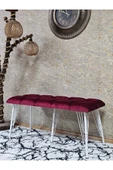 Metal Beyaz Tel Ayaklı 100 cm Puf Bench - Puf - Bench - Oturak - Mutfak Oturağı - Antre Oturağı Bordo Renk 100 x 40 Boyut/Ebat thumbnail 1