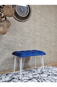 Metal Beyaz Tel Ayaklı 60 cm Puf Bench - Puf - Bench - Oturak - Mutfak Oturağı - Antre Oturağı Mavi Renk 60 x 40 Boyut/Ebat - 3