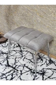 Metal Krom Tel Ayaklı 60 cm Puf Bench - Puf - Bench - Oturak - Mutfak Oturağı - Antre Oturağı Gri Renk 60 x 40 Boyut/Ebat thumbnail 4