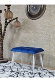 Metal Beyaz Tel Ayaklı 60 cm Puf Bench - Puf - Bench - Oturak - Mutfak Oturağı - Antre Oturağı Mavi Renk 60 x 40 Boyut/Ebat - 1