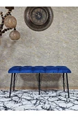 Metal Siyah Tel Ayaklı 100 cm Puf Bench - Puf - Bench - Oturak - Mutfak Oturağı - Antre Oturağı Mavi Renk 100 x 40 Boyut/Ebat thumbnail 2