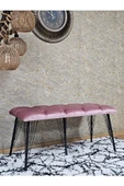 Metal Siyah Tel Ayaklı 100 cm Puf Bench - Puf - Bench - Oturak - Mutfak Oturağı - Antre Oturağı Pembe Renk 100 x 40 Boyut/Ebat thumbnail 3