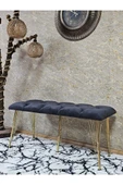 Metal Gold Tel Ayaklı 100 cm Puf Bench - Puf - Bench - Oturak - Mutfak Oturağı - Antre Oturağı Füme Renk 100 x 40 Boyut/Ebat thumbnail 1