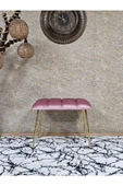 Metal Gold Tel Ayaklı 60 cm Puf Bench - Puf - Bench - Oturak - Mutfak Oturağı - Antre Oturağı Pembe Renk 60 x 40 Boyut/Ebat thumbnail 2