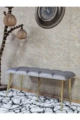 Metal Gold Tel Ayaklı 100 cm Puf Bench - Puf - Bench - Oturak - Mutfak Oturağı - Antre Oturağı Gri Renk 100 x 40 Boyut/Ebat - 1