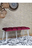 Metal Beyaz Tel Ayaklı 100 cm Puf Bench - Puf - Bench - Oturak - Mutfak Oturağı - Antre Oturağı Bordo Renk 100 x 40 Boyut/Ebat thumbnail 3