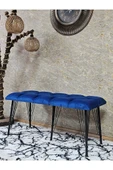 Metal Siyah Tel Ayaklı 100 cm Puf Bench - Puf - Bench - Oturak - Mutfak Oturağı - Antre Oturağı Mavi Renk 100 x 40 Boyut/Ebat thumbnail 1