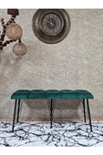 Metal Siyah Tel Ayaklı 100 cm Puf Bench - Puf - Bench - Oturak - Mutfak Oturağı - Antre Oturağı Yeşil Renk 100 x 40 Boyut/Ebat thumbnail 2