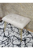 Metal Gold Tel Ayaklı 60 cm Puf Bench - Puf - Bench - Oturak - Mutfak Oturağı - Antre Oturağı Krem Renk 60 x 40 Boyut/Ebat - 4