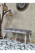 Metal Beyaz Tel Ayaklı 100 cm Puf Bench - Puf - Bench - Oturak - Mutfak Oturağı - Antre Oturağı Gri Renk 100 x 40 Boyut/Ebat thumbnail 1
