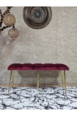 Metal Gold Tel Ayaklı 100 cm Puf Bench - Puf - Bench - Oturak - Mutfak Oturağı - Antre Oturağı Bordo Renk 100 x 40 Boyut/Ebat thumbnail 2