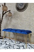 Metal Gold Tel Ayaklı 100 cm Puf Bench - Puf - Bench - Oturak - Mutfak Oturağı - Antre Oturağı Mavi Renk 100 x 40 Boyut/Ebat thumbnail 1