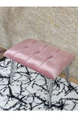 Metal Krom Tel Ayaklı 60 cm Puf Bench - Puf - Bench - Oturak - Mutfak Oturağı - Antre Oturağı Pembe Renk 60 x 40 Boyut/Ebat thumbnail 4