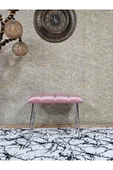 Metal Krom Tel Ayaklı 60 cm Puf Bench - Puf - Bench - Oturak - Mutfak Oturağı - Antre Oturağı Pembe Renk 60 x 40 Boyut/Ebat thumbnail 2