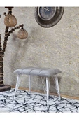 Metal Beyaz Tel Ayaklı 60 cm Puf Bench - Puf - Bench - Oturak - Mutfak Oturağı - Antre Oturağı Gri Renk 60 x 40 Boyut/Ebat thumbnail 1