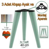 3 Adet Ahşap Ayak 40 Cm Su Yeşili M8 Civatalı Bağlantı Aparatlı Mobilya Tabure Sehpa Masa Destek Ayağı thumbnail 1