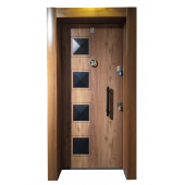 Tezwood 3456 Ahşap Kaplama Kabartma Model Çelik Kapı, Daire Kapısı, Villa Kapısı - 1