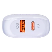Hızlı Şarj Aleti Güç Adaptörü 20W QC/PD Type-C ve USB-A Girişli iPhone ile Uyumlu - 6