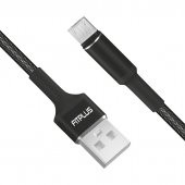 FitPlus Round RS-201 Micro USB Data/Şarj Kablosu 3A 2mt Örgü - Siyah - 5