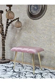 Gold Sivriltme Ayaklı 60 cm Puf Bench - Puf - Bench - Oturak - Mutfak Oturağı - Antre Oturağı Pembe Renk 60 x 40 Boyut/Ebat thumbnail 1